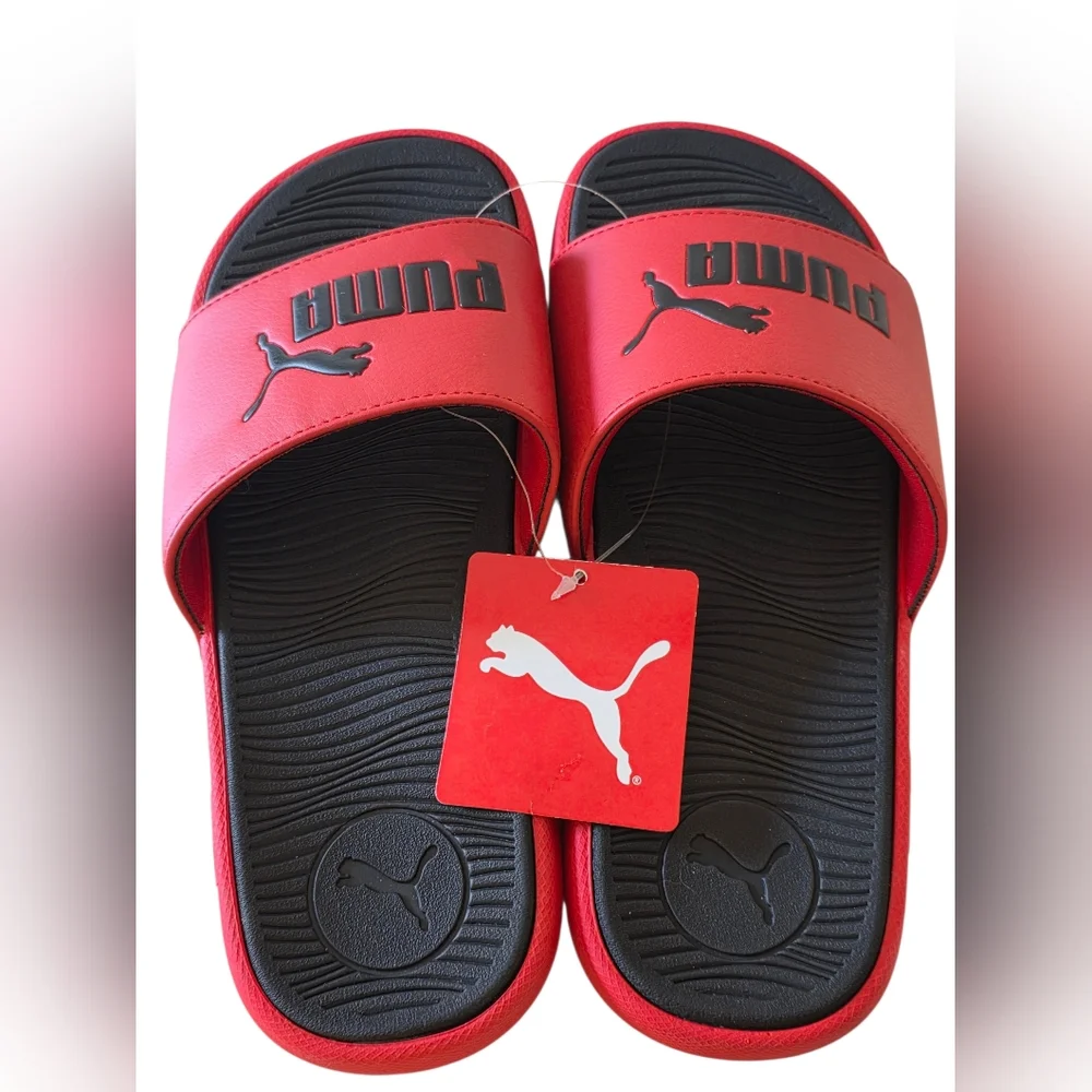 Puma Cool Cat 2.0 Slides Red Black Juniors Size 6